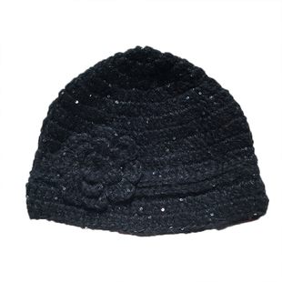 三环路细闪立体花朵百搭针织包头帽女2025春夏新款休闲显脸小帽子