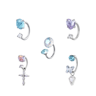 彩色马蹄环内螺旋耳环钛合金烟花切耳钉养耳洞耳骨钉钛钢秋冬耳饰