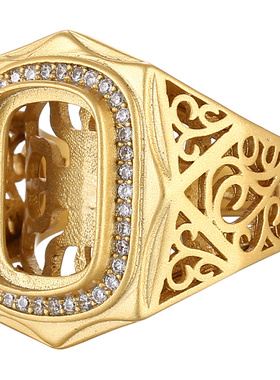 男女霸气戒指空托翡翠蜜蜡戒托