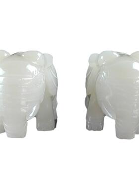 天然玉石大象摆件招财中式现代简约客厅玄关办公室家居装饰品礼品