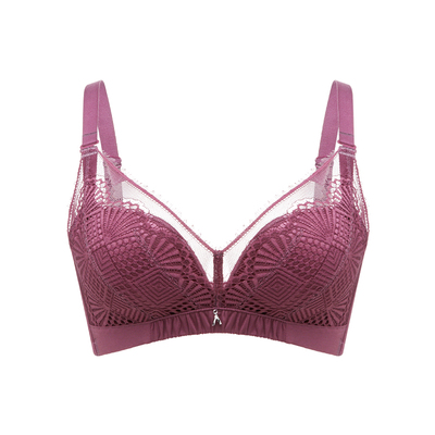 无钢圈大胸显小性感蕾丝上托内衣