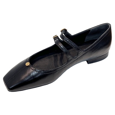 露娜方头低跟双条细带玛丽珍单鞋