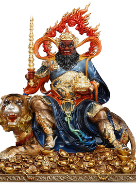 纯铜珐琅彩赵公明财神爷招财摆件