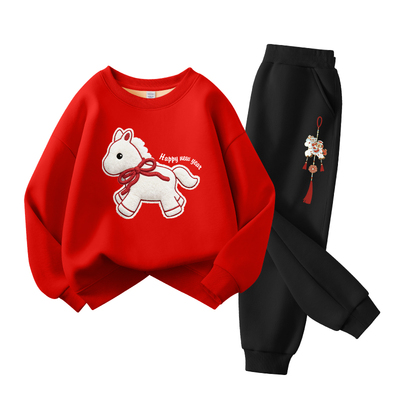 拉夏贝尔童装儿童红色卫衣套装