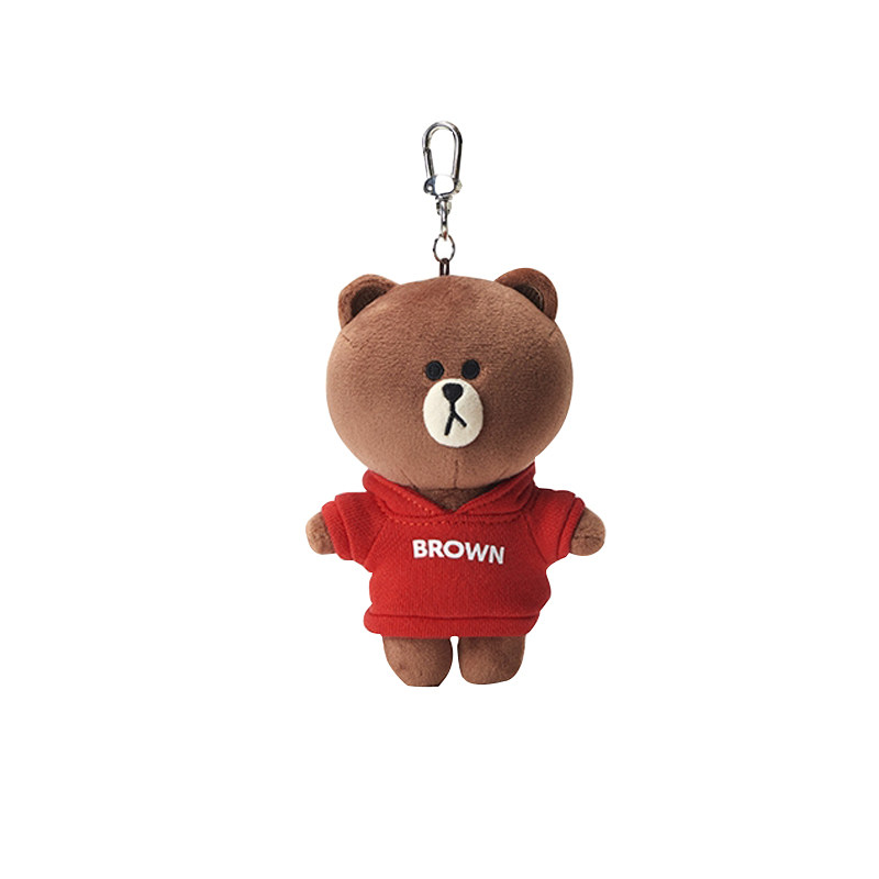 LINE FRIENDS卫衣布朗熊钥匙扣挂饰可爱卡通毛绒公仔玩偶包包挂件