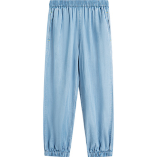 euv 儿童软牛仔裤男女童春装薄款裤子2026新款中大童莱赛尔防蚊裤