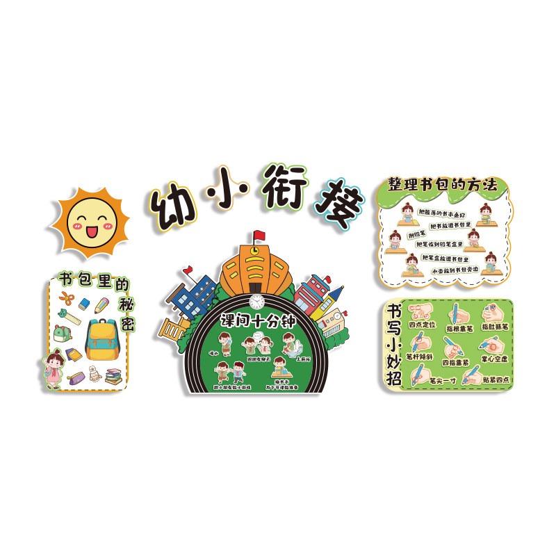 幼儿园衔接托管班环创墙面装饰主题成品文化教室布置贴我上小学了