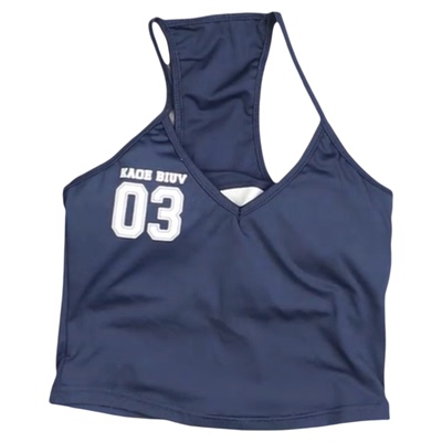 美式数字印花无袖运动背心