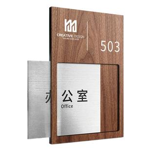 不锈钢抽拉可更换式办公室门牌定制高档替换科室牌总经理室标识公司门口指示会议仓库标牌企业部门标志贴订制