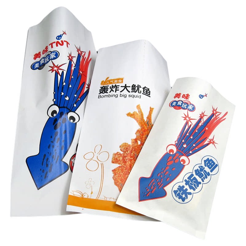 鱿鱼纸袋轰炸大鱿鱼纸袋鱿鱼包装袋铁板鱿鱼纸袋 包邮可定做LOGO