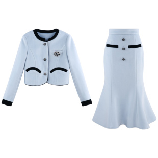 秋冬装搭配一整套冬季套装女高级感时尚气质毛呢外套半身裙两件套