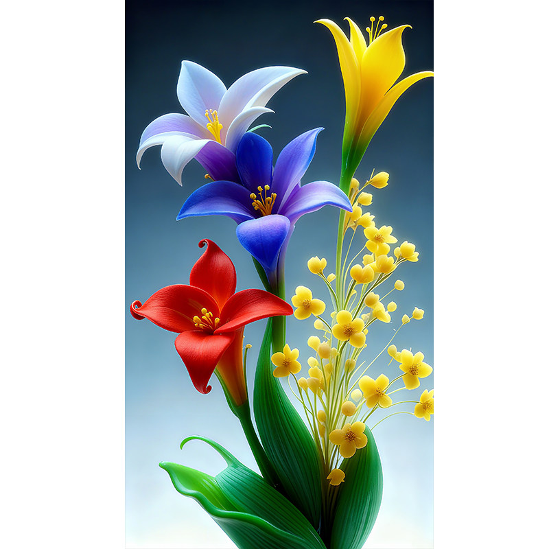 五彩百合花新款自粘贴纸贴画客厅沙发背景墙壁装饰画餐厅自贴画