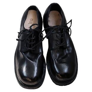 颓废方圆头 昱谷®vibe水洗马皮德比鞋固特异厚底y2k原宿中古皮鞋