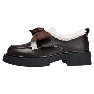 达芙妮加绒乐福鞋女新款保暖棉鞋