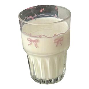 在逃公主|ins风蝴蝶结玻璃杯韩风少女心果汁杯冷萃咖啡杯早餐杯