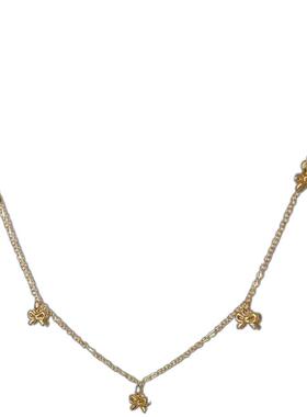 极简蝴蝶结流苏吊坠细项链