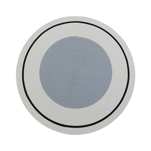 手工编织地毯客厅2024轻奢黑白灰高级感沙发茶几圆形毯卧室棉地垫