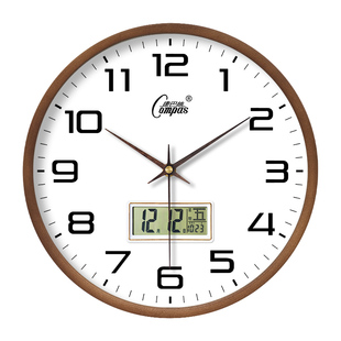 康巴丝实木钟表挂钟客厅家用教室班级时尚静音免打孔挂墙简约时钟