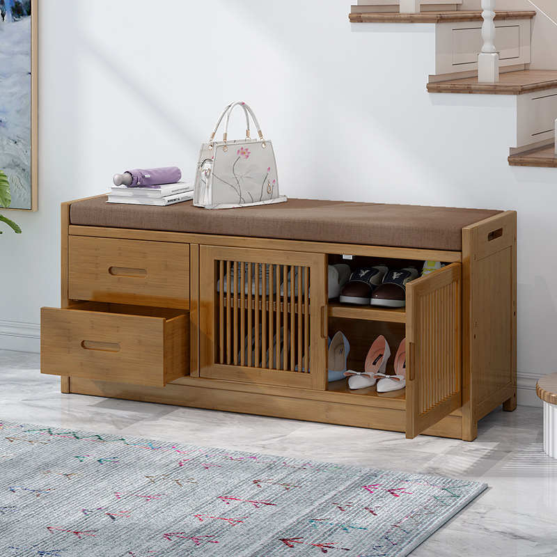 进门口换鞋凳家用可坐式鞋柜简易鞋架软垫多功能储物凳收纳穿鞋凳