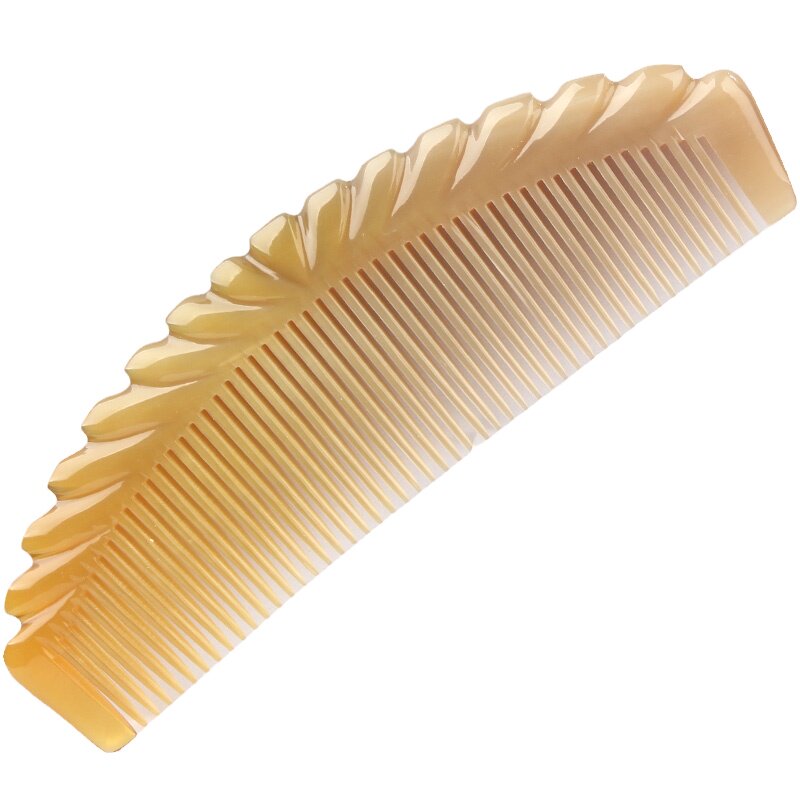 白牛角梳精品雕花加厚