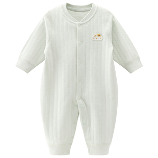 木生棉男女宝宝长袖连体衣春秋婴幼儿衣服纯棉居家打底睡哈衣爬服