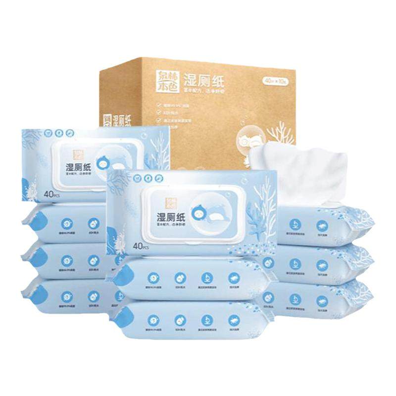 【清仓】泉林本色湿厕纸40抽10包易溶解可冲便携母婴卫生抽卷纸巾