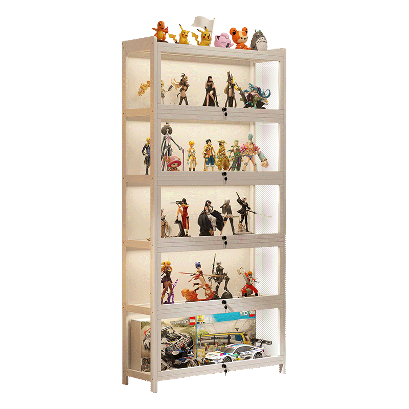 带锁楠竹手办柜高清防尘