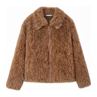 BeerBro 美式辣妹冬季保暖毛毛外套女装新款收腰厚实仿皮草外套