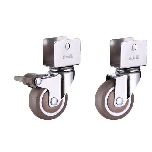 万向轮脚轮2寸u型夹板橡胶静音轮婴儿床小轮子配件滑轮移动滑动