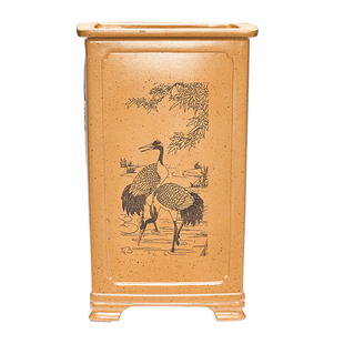 宜兴紫砂高四方签筒盆景盆悬崖老桩榕树陶瓷君子兰花盆专用花盆栽