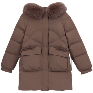 妈妈冬装中长款羽绒服中年女洋气保暖棉服中老年人加厚加大码棉袄