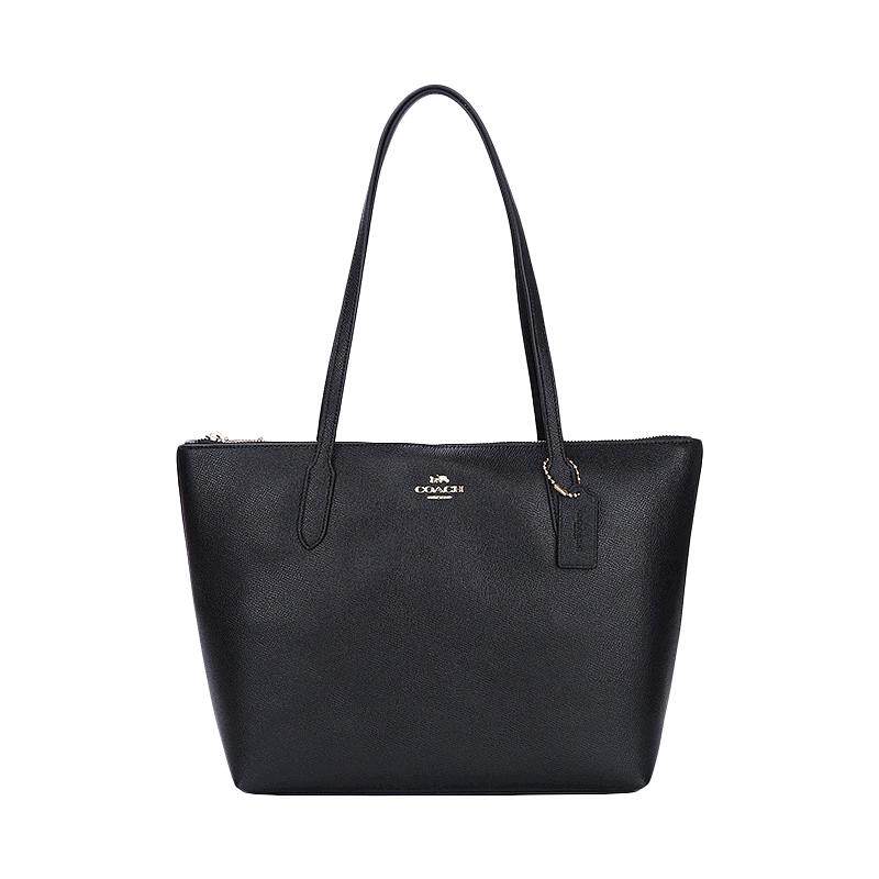 美国直邮COACH蔻驰20冬款中号女士PVC配皮单肩手提拉链托特包4455