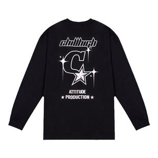 ChillHigh 放轻松的星星 美式复古潮牌重磅纯棉长袖T恤男女打底衫