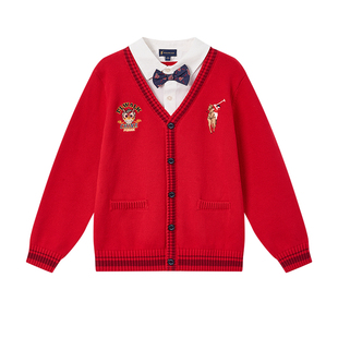 POLO WALK童装 男童针织衫开衫儿童假两件翻领线衫毛衣男童上衣