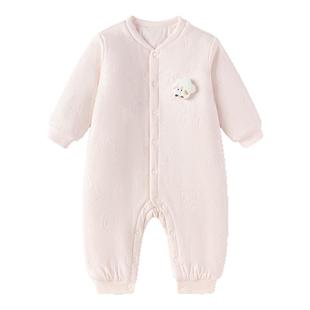 巴拉巴拉婴儿连体衣女宝夹棉爬爬服宝宝加厚哈衣儿童衣服冬装新款