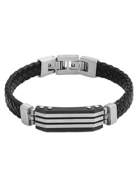 DH7条纹纹钢麻花皮绳情侣手链