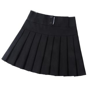 高腰百褶裙女a字显瘦秋冬弹力松紧短裙黑小伞裙设计感字母半身裙