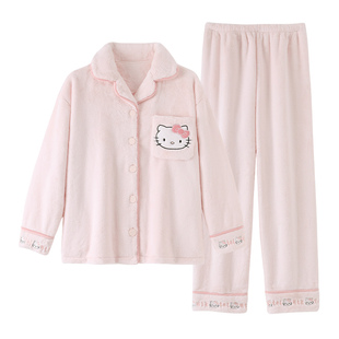 hellokitty女童睡衣秋冬珊瑚绒加厚儿童女孩法兰绒2025新款家居服