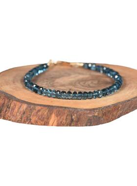 天然伦敦蓝色托帕石宝石手链串珠