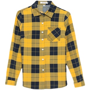 春秋季港风格子衬衫女新款宽松长袖韩版学院风显瘦学生上衣外套