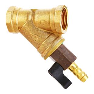 埃美柯排污黄铜加厚阀Y型过滤器暖气地暖带开关阀门冷热水免拆602