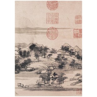 元黄公望富春山居图中国名画原大高清微喷复制临摹复古装饰画