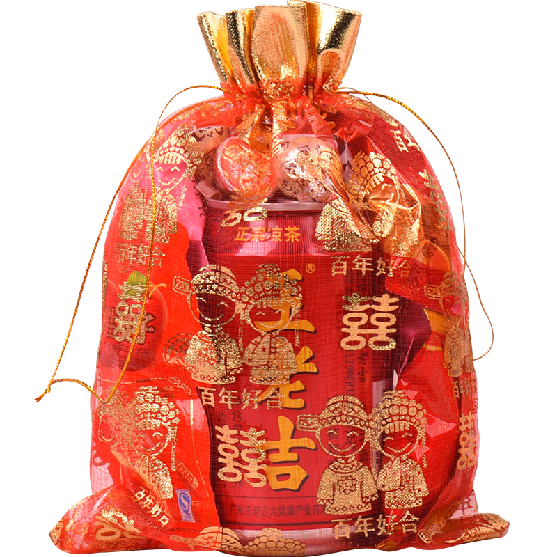 婚礼喜糖袋ins瓜子花生网纱