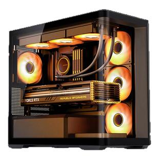 乔思伯D300曲面一体式玻璃海景房无立柱侧透支持MATX机箱D400机箱