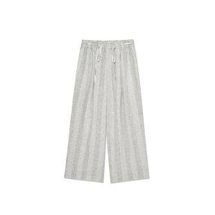 RODERIC WONG 26春夏新款 设计师品牌 亚麻条纹阔腿裤SOLSOL