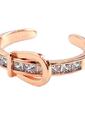 2026年皮带扣戒指女不掉色韩国个性网红简约冷淡风玫瑰金食指指环