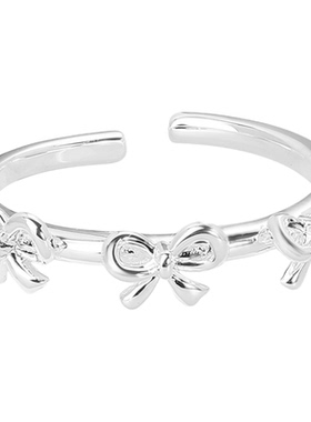 冷茶集饰百搭精致小清新蝴蝶结可调节开口指环戒指女小众高级个性