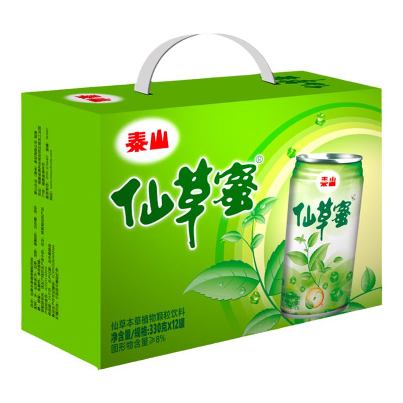 泰山仙草蜜330克*12罐 拆箱發(fā)貨 涼茶燒仙草顆粒清爽休閑飲料