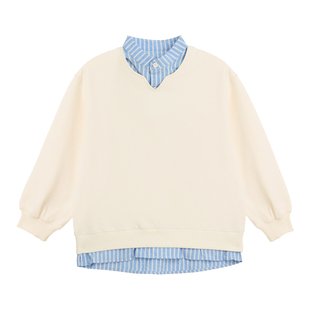 派町童装男童卫衣2026春季新款大童学院风卫衣儿童休闲韩版假两件