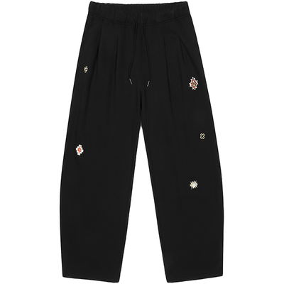 GUUKA民族风刺绣加绒卫裤